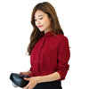 Image of 2019 Hot Sale Women Shirts Blouses Long Sleeve Turn-Down Collar Solid Ladies Chiffon Blouse Tops OL Office Style Chemise Femme