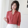 Image of 2019 Hot Sale Women Shirts Blouses Long Sleeve Turn-Down Collar Solid Ladies Chiffon Blouse Tops OL Office Style Chemise Femme