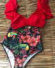 Image of 2019 New Bikini Floral Ruffled Bikini Set Women V-neck High Waist Two Piece Swimsuit Girl Beach Bathing Suit Swimwear Biquinis