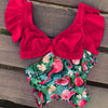 Image of 2019 New Bikini Floral Ruffled Bikini Set Women V-neck High Waist Two Piece Swimsuit Girl Beach Bathing Suit Swimwear Biquinis