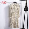 Image of 2019 Women Dress Spring Long Sleeve Office Polka Dot Vintage Dress Casual Red Floral Autumn Shirt Chiffon Midi Dress For Ladies