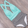 Image of 2019 sexy high waist bikini One-Piece swimsuit plus size swimwear pink halter Women Retro Vintage Bathing Suits Beachwear xxxl