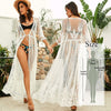Image of 2020 Bikini Cover-ups Bohemian Dot Printed Flare Sleeve Ruffed Summer Beach Dress Chiffon Tunic Women Swimsuit Cover Up Q914