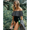 Image of 2020 New Sexy Off The Shoulder Solid Swimwear Women One Piece Swimsuit Female Bathing Suit Ruffle Monokini Swim Wear XL