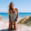 Image of 2020 Striped Swimwear One Piece Swimsuit Women Backless Monokini Swimsuit Sport Bodysuit Beach Bathing Suit Swim Red White