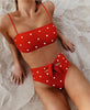 Image of AIUJXK New Fashion Heart Print Bandage Biquini Women Sexy Underwear Bra Set Ladies High Waist Lingerie Pink 2 Piece Swimsuit