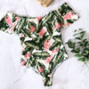 Image of Ashgaily Black Lace Flounce Off Shoulder Swimsuit Women Sexy Bodysuit Monokini Swimwear Ruffle One Piece Swimsuit Bathing Suit