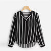 Image of Autumn Long Sleeve V Neck Irregular Stripe Shirt Women Casual Tops And Blouses chemise femme camisas mujer women blouses #10