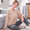 Image of Autumn Winter Cotton Print Women's Pajamas Round Neck Long Sleeve Top Long Pant Pajamas Set Woman Sleepwear Girls Pyjamas Women