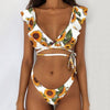 Image of Bikini 2019 New Women Sexy Print Brazilian One Piece Swimsuit Floral Retro Thong High Waist Bodysuit Backless High Cut Swimwear