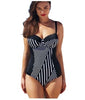 Image of Bkning 4XL 5XL Large Size Swimsuits Push Up Swimwear Women Plus Monokini One 1 Piece Swimsuit Striped Underwire Bathing Suit