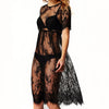 Image of Black white off shoulder lace Nightgown Women Sexy Spaghetti Strap Patchwork Lingerie Dress Lace Sleepwear Sleepshirts Size S-XL