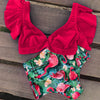 Image of Floral Ruffled Hem Bikini Set Women Flora V-neck High-waisted Two Piece Swimsuit 2018 Girl Beach Bathing Suit Swimwear Biquinis