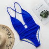 Image of Halter neon bikini deep v-neck bathing suit women monokini String sexy swimsuit one piece bodysuits High cut swimwear women 2020