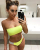 Image of High Leg Bandeau bikini set Swimwear female two pieces swimsuit High Waist Bikini Women Bathing Suit biquini