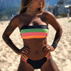 Image of High Leg Bandeau bikini set Swimwear female two pieces swimsuit High Waist Bikini Women Bathing Suit biquini
