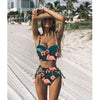 Image of High Waist Swimwear Women Swimsuit 2020 Bikini Bandage Bikinis Set Padded Bathing Suit New Leaf Print Biquini Maillot de bain