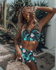 Image of High Waist Swimwear Women Swimsuit 2020 Bikini Bandage Bikinis Set Padded Bathing Suit New Leaf Print Biquini Maillot de bain