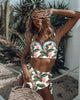 Image of High Waist Swimwear Women Swimsuit 2020 Bikini Bandage Bikinis Set Padded Bathing Suit New Leaf Print Biquini Maillot de bain