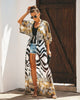 Image of Leaves Print Bikini Beach Cover up Tunics for Beach Long Kaftan Bikini Cover up Robe de Plage Sarong Beach Swimsuit cover-ups