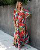 Image of Leaves Print Bikini Beach Cover up Tunics for Beach Long Kaftan Bikini Cover up Robe de Plage Sarong Beach Swimsuit cover-ups