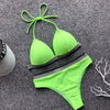 Image of Neon green micro bikini 2020 bathing suit Sexy push up swimsuit female bathers Triangle shiny swimwear women swim suit biquinis