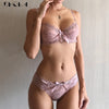 Image of New Fashion Embroidery Lingerie Set Women Bras C D Cup Plus Size Underwear Set Sexy Black Transparent Bra and Panties Sets Lace