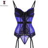 Image of Padded Bra Lingerie Corset Sexy Women Night Wear Waist Trimmer Lace Transparent Elastic Boned Waist Slimming Underwear Bustiers