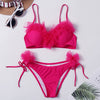 Image of Padded Push Up Bikini Set Underwire Flower Ruffles Swimsuit For Women Sexy Solid Bandeau Female Bathing Suit 2018 Summer Biquini