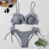 Image of Padded Push Up Bikini Set Underwire Flower Ruffles Swimsuit For Women Sexy Solid Bandeau Female Bathing Suit 2018 Summer Biquini