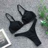 Image of Padded Push Up Bikini Set Underwire Flower Ruffles Swimsuit For Women Sexy Solid Bandeau Female Bathing Suit 2018 Summer Biquini