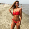 Image of Padded Push Up Bikini Set Underwire Flower Ruffles Swimsuit For Women Sexy Solid Bandeau Female Bathing Suit 2018 Summer Biquini