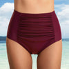 Image of Plus Size S-5XL Women High Waist Ruched Thong Bikini Bottoms Tummy Control Swimsuit Briefs Swimming Trunks For Ladies Summer Hot