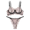 Image of Sexy Exquisite Lace Lingerie Bra and Briefs with Garter Set Babydoll Cut-Out Sleepwear Underwear Nightwear Gift for Girlfriend