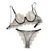 Image of Sexy Exquisite Lace Lingerie Bra and Briefs with Garter Set Babydoll Cut-Out Sleepwear Underwear Nightwear Gift for Girlfriend