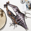 Image of Snake print bikini Push up swimsuit female bathing suit String thong Brazilian bikini 2020 High cut swimwear women Sexy biquini