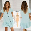 Image of Tunic Cover-ups 2020 White Cotton Tunic Beach Mini Dress Summer Women Beachwear Sexy V-Neck Button Front Swimsuit Cover Up Q744