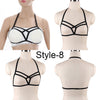 Image of Women Black Body Harness Fetish Wear Cage Bra Open Chest Harness Harajuku Gothic Style Crop Top Bondage Lingerie Garter Belt