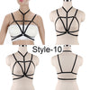 Image of Women Black Body Harness Fetish Wear Cage Bra Open Chest Harness Harajuku Gothic Style Crop Top Bondage Lingerie Garter Belt