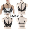 Image of Women Black Body Harness Fetish Wear Cage Bra Open Chest Harness Harajuku Gothic Style Crop Top Bondage Lingerie Garter Belt
