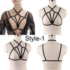 Image of Women Black Body Harness Fetish Wear Cage Bra Open Chest Harness Harajuku Gothic Style Crop Top Bondage Lingerie Garter Belt