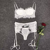 Image of Women Lace Ensemble Soutien Gorge Culotte Sexy Lingerie Straps Bra and Panty Garter Set Underwear Babydoll Lenceria Mujer
