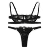 Image of Women Lingerie Corset Lace Underwire Racy Muslin Sleepwear Underwear Tops and Briefs Fashion Sous Vetement Femme Sexy Ensemble