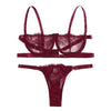 Image of Women Lingerie Corset Lace Underwire Racy Muslin Sleepwear Underwear Tops and Briefs Fashion Sous Vetement Femme Sexy Ensemble