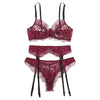 Image of Women Lingerie Corset Lace Underwire Racy Muslin Sleepwear Underwear Tops and Briefs Fashion Sous Vetement Femme Sexy Ensemble