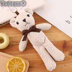 18CM Mini Teddy Bear Stuffed Plush Toys Cute White Teddy Bears Pendant Dolls Gifts Birthday Wedding Party Decor