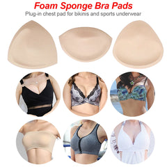 1Pair/Lot Woman Swimsuit Padded Sponge Foam Push up Enhancer Chest Cup Breast Bikini Swimwear Inserts Triangle Bra Pad