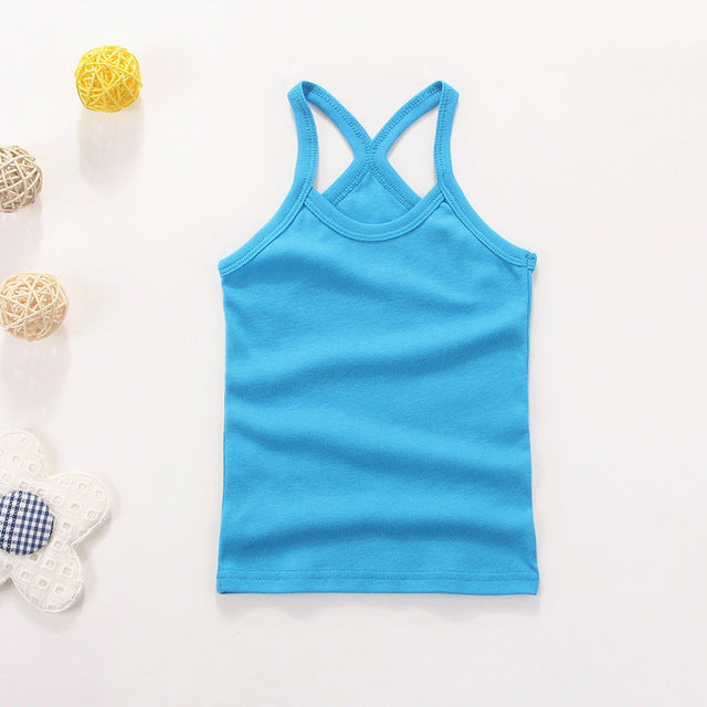 2-10yrs Cotton Girls Vest Colored Kids Camisole Children Tops Summer Baby Singlet Girl Undershirts Teenager Tank E-C010