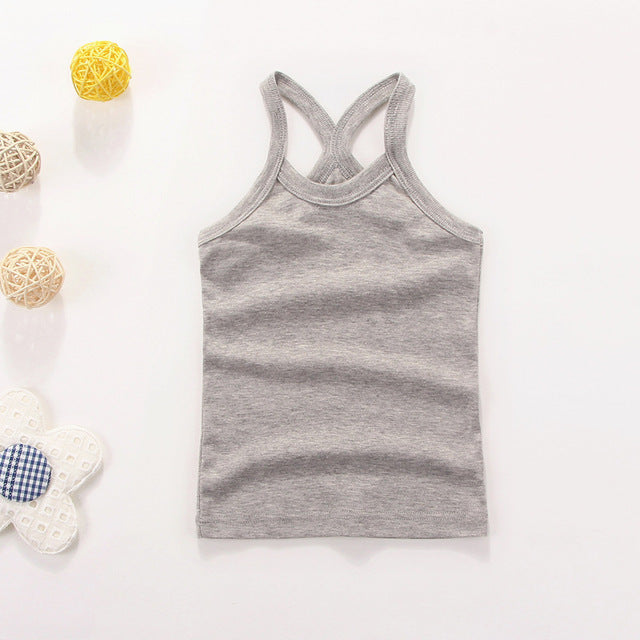 2-10yrs Cotton Girls Vest Colored Kids Camisole Children Tops Summer Baby Singlet Girl Undershirts Teenager Tank E-C010