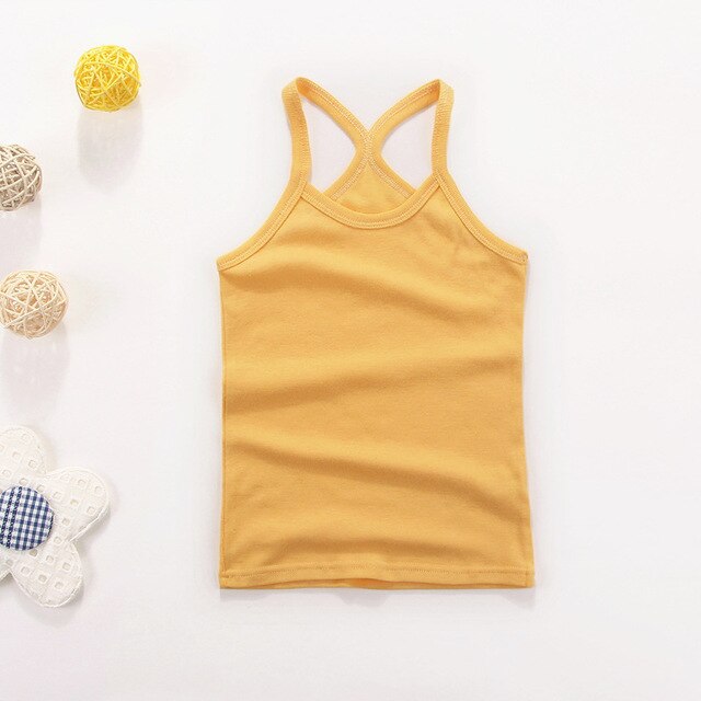 2-10yrs Cotton Girls Vest Colored Kids Camisole Children Tops Summer Baby Singlet Girl Undershirts Teenager Tank E-C010